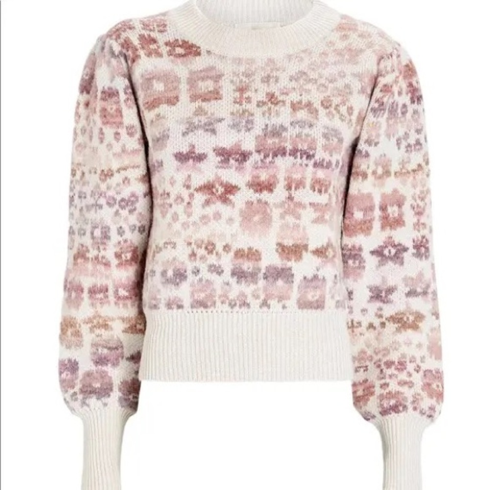 Loveshackfancy Kirsten Floral Jacquard Sweater worn once